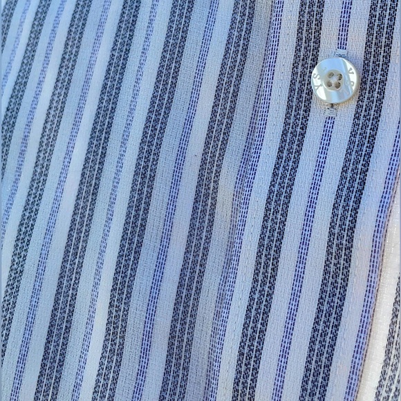 Yves Saint Laurent Striped Button Down, Blue/Gray on Cream - M (15 1/2, 32-33) - Picture 3 of 3